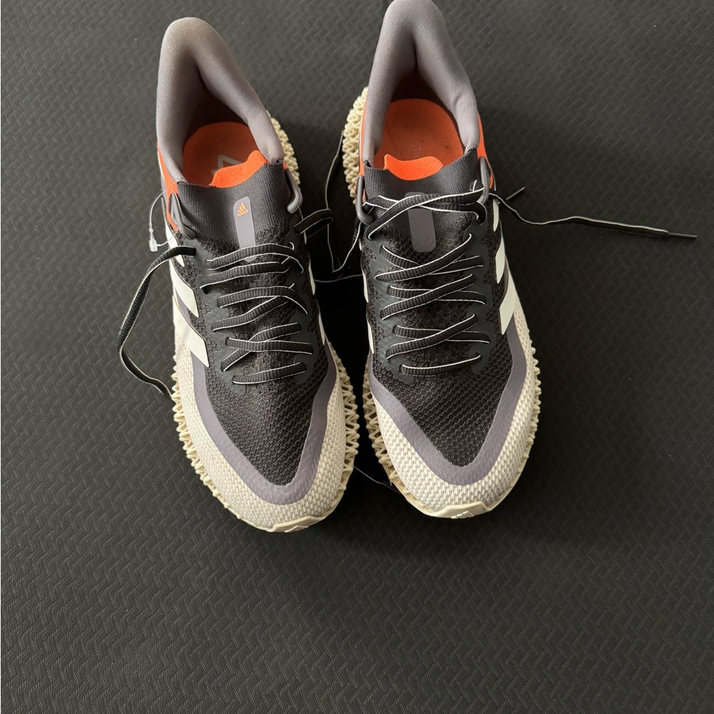 Adidas Black and Gray Sneakers with Orange Highlights